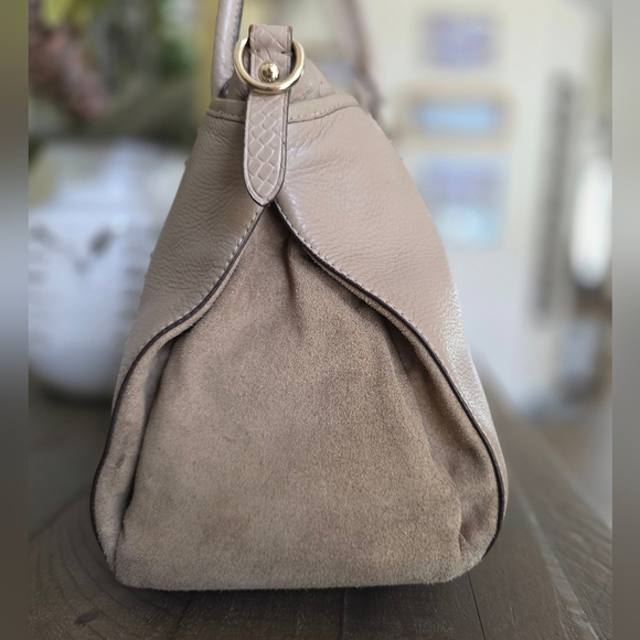 Coach Morgan Satchel/Shoulder Bag In Taupe Pebble Grain Leather With Exotic Trim - Picture 11 of 16